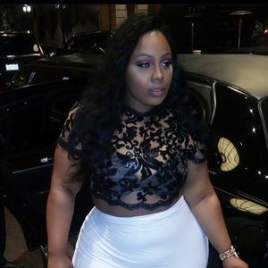 Custom Plus Size Sequin Half Crop Top